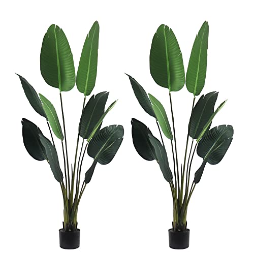 Product: 62''T Artificial Birds of Paradise Plant Tropical Palm Tree for Home Decor Indoor Large Potted Fake Floor Plant 2 Pack