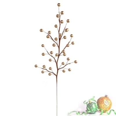 Product: Set of 48 Gold Holly Berry Stem Picks - 19" Decorative Wire Stem Branch Sprays for Christmas Tree Decoration, Holiday Décor, Silk Flower Arrangements, Home DIY Crafts, 35 Red Berries on Each Stem