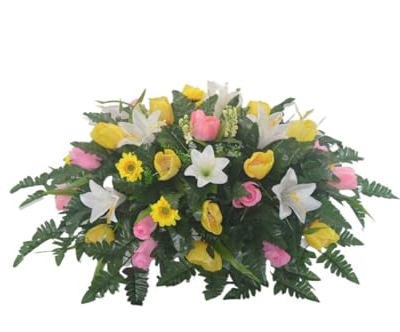 Product: Jucgghk Vivid and Realistic Floral Art Spring Cemetery Flowers, Cemetery Decoration Headstone Flower,Outdoor Grave Decorations for Gravestone Grave Yard Ground Outdoor