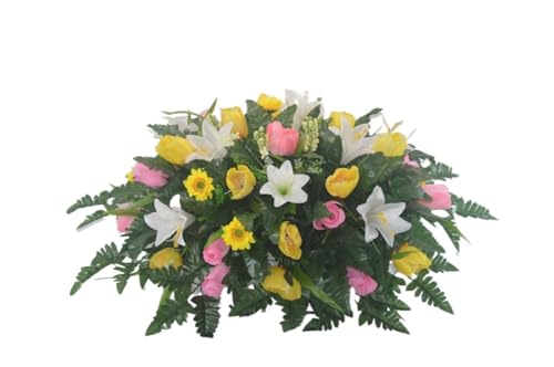 Product: Jucgghk Vivid and Realistic Floral Art Spring Cemetery Flowers, Cemetery Decoration Headstone Flower,Outdoor Grave Decorations for Gravestone Grave Yard Ground Outdoor