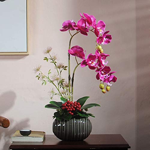 Product: QSYJCCXDL Artificial Flower with Ceramic Pot Set Artificial 2 Heads Phalaenopsis Faux Orchid for Home/Bedroom/Parlor/Dining Room Decor, 21" H Table Centerpiece Office Wedding Party Decoration