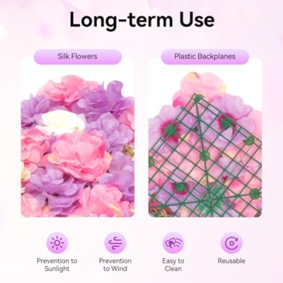 Product: 3D Artificial Flower Wall Panels, Dahlia Rose Hydrangea Flower Wall Decor, Fake Flower Wall for Wedding Backdrop 15"x15" White Plastic & Silk, 12-Pack Interlocking Privacy Screen for Indoor Outdoor