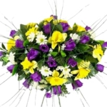 Product: Jucgghk Vivid and Realistic Floral Art Durable Purple and Yellow Headstone Cemetery Saddle, 22-24” Cemetery Flower Arrangement,Cemetery Memorial Flowers for Grave Tombstone Decorations
