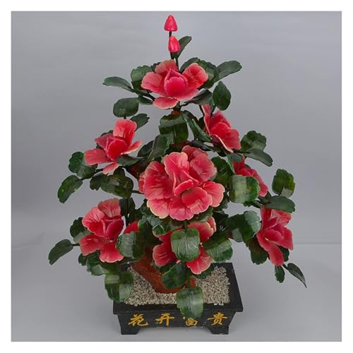 Product: Artificial Jade Bonsai with Pink Peony Flowers, 38cm Decorative Potted Plant, Feng Shui Lucky Ornament for Home, Office, Desk, Indoor Décor