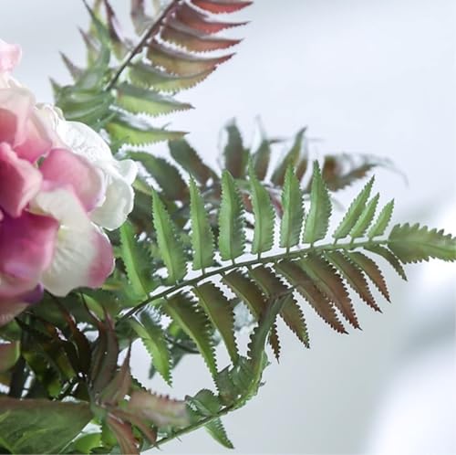 Product: Artificial Hydrangea and Fern Flowers with Ceramic Vase – 60cm Silk Fake Flower Bouquet for Home Office Décor