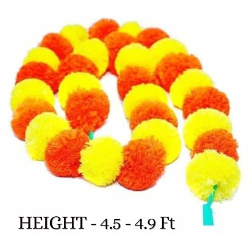 Product: MANTRAMART Artificial Marigold Flower Garlands – Pack of 10 (5 Multicolor & 5 Yellow) – Reusable Decorative Strings for Home, Event, Festival & Party Decor – 4.5 ft Each