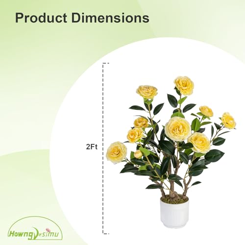 Silky Flower Store Artificial Camellia Tree, Faux Potted Plant, White Pot, Yellow, Indoor Outdoor Decor, 24cm 2 2 Product: Jcezvnt 2 Pack Artificial Camellia Tree with White Pot, 24" Faux Potted Plants for Indoor Outdoor Decor, Tall Silk Greenery Plant for Home Office Living Room Balcony, Yellow