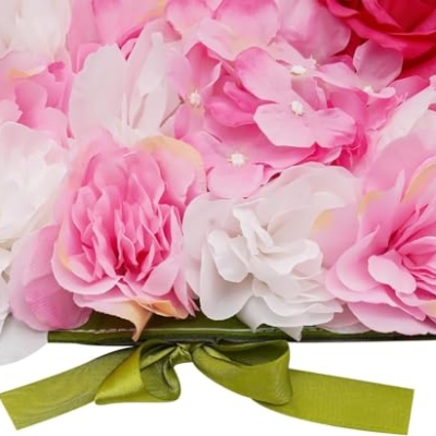 Silky Flower Store Floral Silk Wall Panels Hydrangea Flower Wall Decor Indoor Outdoor, White Pink Gold Faux Roses 32.5cm 15 15 Product: Cncestore Wall Decor Silk Fabric Floral Wall Panels Hydrangea Flower Wall Backdrop Indoor Outdoor Decor