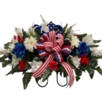 Product: Jucgghk Vivid and Realistic Floral Art Beautiful Patriotic, Memorial Cemetery Saddle Arrangement,Cemetery Flowers for Headstone Arrangement