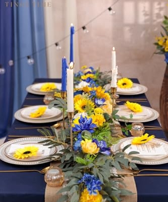 Product: TINGE TIME 9FT Artificial Sunflower Garland, Handcrafted Eucalyptus Garland with Flowers, Silk Sunflower Vine for Wedding Decoration Reception Sweetheart Table (Sunflower&RoyalBlue)