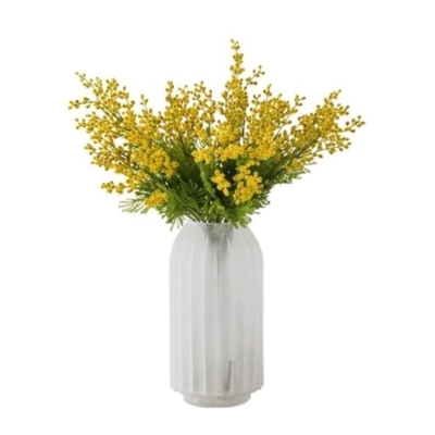 Product: HUANGWUZ Artificial Yellow Acacia Mimosa Flowers, Lifelike Silk Floral Arrangement with Vase, Home, Wedding Party Table Décor, Low Maintenance