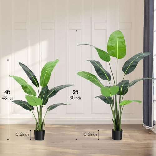 Product: 4ft Bird of Paradise Artificial Plant, Fake Silk Banana Leaf Plants, 2Pcs Faux Bird of Paradise Plant Tall Tropical Green Tree for Home Living Room and Office Decoration, Indoor Outdoor Decorative