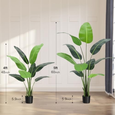 Product: 4ft Bird of Paradise Artificial Plant, Fake Silk Banana Leaf Plants, 1Pcs Faux Bird of Paradise Plant Tall Tropical Green Tree for Home Living Room and Office Decoration, Indoor Outdoor Decorative