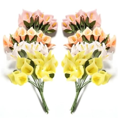 Silky Flower Store Purple Artificial Calla Lily Bouquet, Faux Flower Craft Supplies, Home Decor, 48pcs 9 9 Product: 24/48 pcs Artificial Flower Sweet Fake Flowers Supplies Flowers Bouquet Decor Home Items Cute Flower False Blossom(Purple,48pcs)