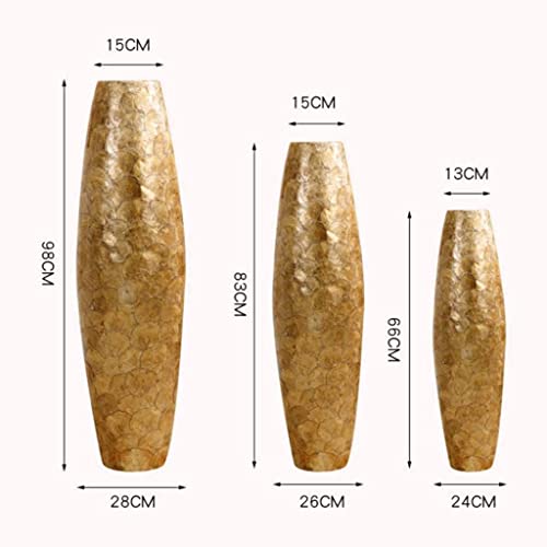 Product: DSXLY Floor Standing Artificial Flowers w/Tall Golden Vase Chinses Yellow Artificial Dancing Orchids Living Room Flower Arrangement Wedding Home Office Party Decoration