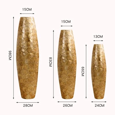 Product: QWQZZRZK Floor Standing Artificial Flowers w/Tall Golden Vase Chinses Yellow Artificial Dancing Orchids Living Room Flower Arrangement Wedding Home Office Party Decoration