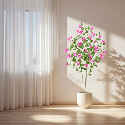 Silky Flower Store Artificial Bougainvillea Tree, Faux Greenery, Bendable Branches, Photography Studio Decor, 4ft 1 1 Product: Artificial Bougainvillea Tree Green Plant with Bendable Branches and Stems Photography Studio Atmosphere Decoration Landscape Artificial Plum Blossom