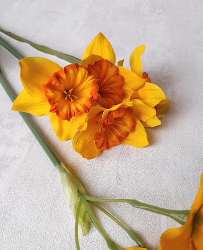 Product: Jucgghk Vivid and Realistic Floral Art 5 PCS Yellow Artificial Daffodil,Beautiful Spring Flowers for Wedding Bridal Bouquets, Floral Arrangement, Table Centerpieces, Home Decorations