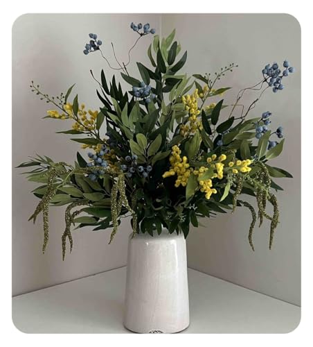 Product: Mimosa and Berries Flower Arrangement, Autumn Artificial Flowers for Home Decor Table Centerpieces Kitchen Garden Party Décor Garland for Table Centerpiece Holiday Party Weddi