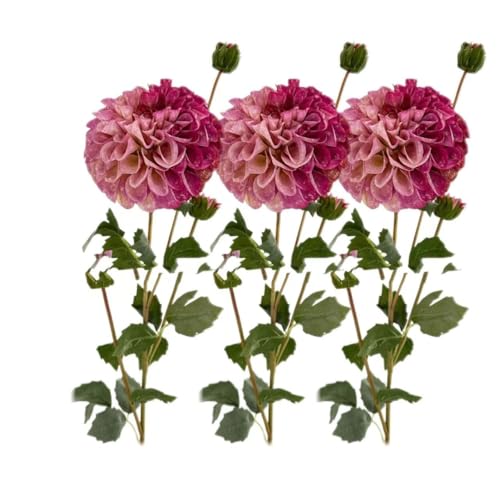 Product: 3PCS 31" Purple Dahlia Flowers,Realistic Artificial Dahlia for Wedding Home Table Centerpieces Decoration Floral Arrangement (NO VASE)
