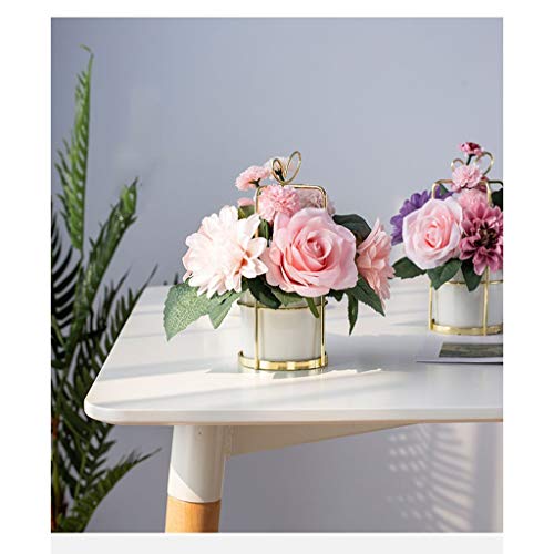 Silky Flower Store Faux Carnation Artificial Flowers, Real Feel Ceramic Pot Golden Stand, Spanish Home Decor 20.5cm 2 2 Product: Faux Carnation Decoration Real Feel Texture Artificial Flowers Desktop Ornaments with Ceramics Flower Pot Golden Hanging Stand for Home/Office/Bedroom Decoration Table Centerpiece Office Wedding Par