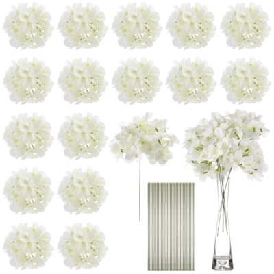 Product: Silk Hydrangea for Wedding Centerpiece, 64 Pcs Artificial Hydrangea Flowers, White Silk Flowers with Stems for Bouquets, Event Decor, Faux Aisle Arrangements