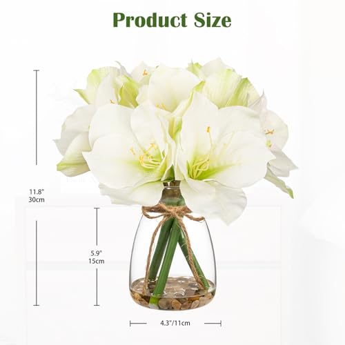 Product: Briful 2 Pack White Amaryllis Artificial Flower Bundle for Home Office Room Table Vase Arrangement Centerpiece