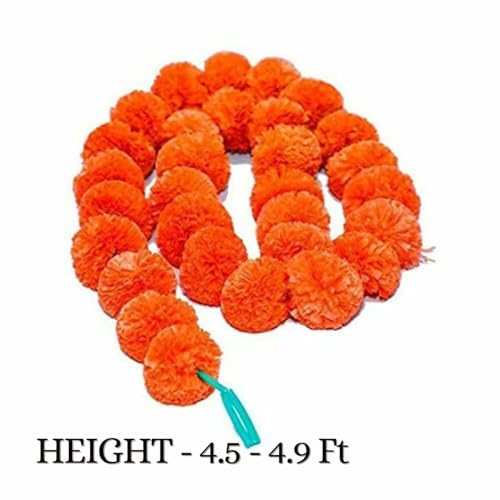 Product: MANTRAMART Artificial Marigold Flower Garlands – Pack of 10 (5 Orange & 5 Yellow) – Reusable Decorative Strings for Home, Festival, Event & Party Decor – 4.5 ft Each