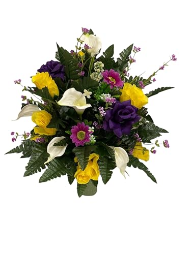 Product: Jucgghk Vivid and Realistic Floral Art Rose Lily Cemetery Flowers,Graveside Artificial Flowers for Cemetery Headstones Decoration