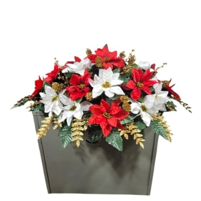 Product: Red and White Headstone Saddle,Poinsettia Cemetery Cone for Cemetery Cone Pair Set Garland for Table Centerpiece Holiday Party Weddi