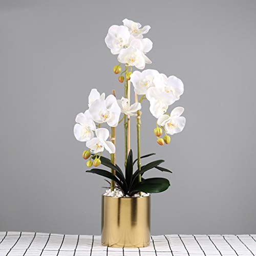 Product: 3 Heads White Artificial Orchid Flowers with Vase Set Faked Silk Flower Plant Artificial White Phalaenopsis for Home Decor Table Centerpiece Office Wedding Party Decoration
