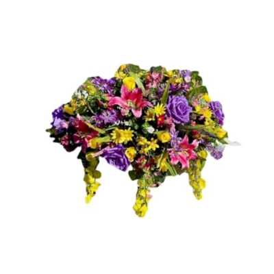 Product: Jucgghk Vivid and Realistic Floral Art 36" Bright Cemetery Saddle Flowers, Beautiful Memorial Day Saddle for Cemetery Headstone