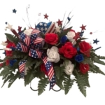 Product: Jucgghk Vivid and Realistic Floral Art Beautiful Patriotic Cemetery Saddle Arrangement - Cemetery Flowers,Gravesite Flowers- Headstone Arrangement for Grave