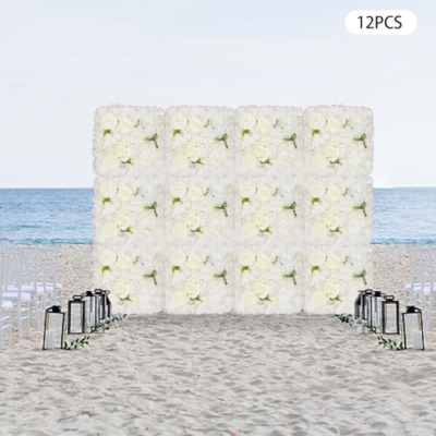 Product: Cncestore 12PC Artificial Flower Wall Panel Wedding Backdrop Event Party Flower Wall Panel