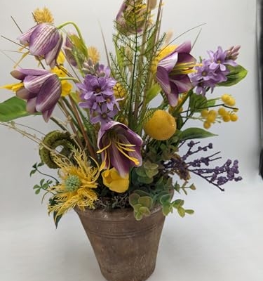 Silky Flower Store Artificial Orchid Christmas Centerpiece, Winter Holiday Flower Arrangement, Faux Lemon Mimosa, 45cm 7 7 Product: Orchid Christmas Centerpiece,Winter and Holiday Fl Yellow Summer Arrangement Flowers, Artificial Lemon Mimosa for Home Arrangements Table Centerpiece Decorations Beautiful and durable artificial sunfl
