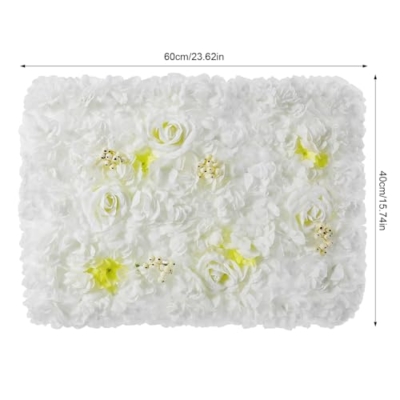 Product: Subiudzzh 12PCS Flower Wall Backdrop, Artificial Flower Wall Panels White Silk Rose Backdrop Panels with Dahlia, Hydrangea for Wedding Venue Decorations, Birthday Parties 23.62 x 15.74 Inch