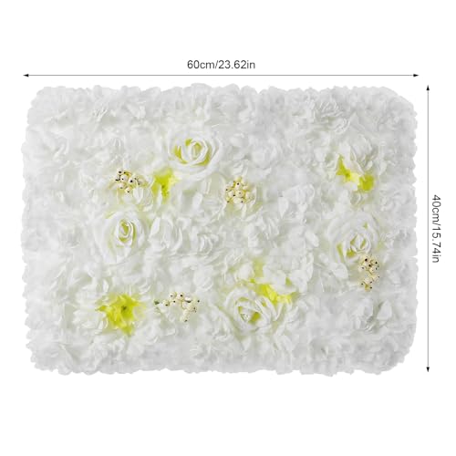 Product: Subiudzzh 12PCS Flower Wall Backdrop, Artificial Flower Wall Panels White Silk Rose Backdrop Panels with Dahlia, Hydrangea for Wedding Venue Decorations, Birthday Parties 23.62 x 15.74 Inch
