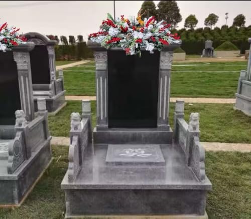 Product: Jucgghk Vivid and Realistic Floral Art Christmas Cemetery Flowers, Headstone Saddle Arrangement, Christmas Headstone Saddle for Headstone
