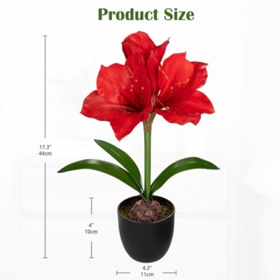 Product: Briful 2 Pack Red Amaryllis Artificial Flower Bundle for Home Office Room Table Vase Arrangement Centerpiece