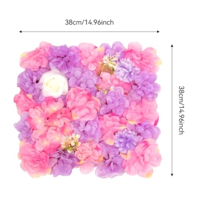 Product: 3D Artificial Flower Wall Panels, Dahlia Rose Hydrangea Flower Wall Decor, Fake Flower Wall for Wedding Backdrop 15"x15" White Plastic & Silk, 12-Pack Interlocking Privacy Screen for Indoor Outdoor