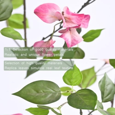 Silky Flower Store Artificial Bougainvillea Tree, Faux Pink Flower Tree, 2 Pack, 4FT 13 13 Product: Artificial Bougainvillea Tree 4FT – Faux Bougainvillea Tree for Indoor Home Decor, Realistic Fake Bougainvillea Flower Tree for Office, Bedroom,Living Room(2 Pack)