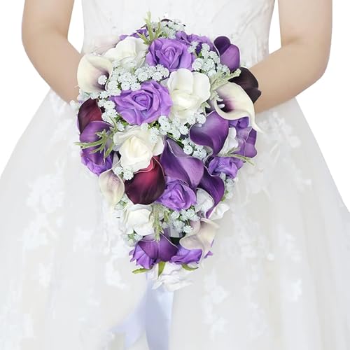 Product: Great Flowers 13" Purple Calla Lily Wedding Bouquet, Artificial Bridal Bouquet for Bride