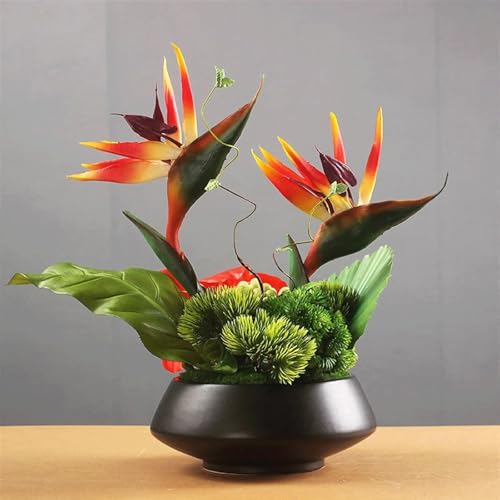 Silky Flower Store Artificial Bird of Paradise Flowers in Pot, Real Touch Faux Plant, Green, Home Decor 42cm 5 5 Product: Artificial Bird of Paradise Flowers in Pot Modern Real Touch Flower Arrangement Faux Plants for Home Decor Indoor Table Centerpiece (Green)