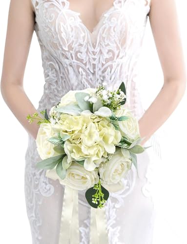 Product: A Brilliant Bridal Bouquet and 4 Bouquets of Bridesmaid Bouquets, Artificial Flowers, Suitable for Bridal Bridesmaid Proposal Parties and Church Decoration
