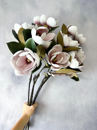 Silky Flower Store Artificial Magnolia Stem, Mauve 3 Head Flower, Wedding Home Decor, 30in 5 5 Product: 3PCS Mauve 3 Heads Magnolia Stem,30" Realistic Artificial Flower for Wedding Table DIY Floral Arrangement Party Home Decor(NO VASE) for Wedding/Home Decoration