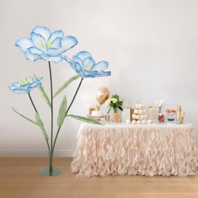 Product: 5ft Tall Artificial Tulips with Stand - 3 Heads Gradient Blue Fake Tulip Flowers for Wedding Reception - Floor Decor Artificial Wedding Flowers for Home Decor, Party Backdrop, Photo Booth Props
