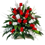 Product: Jucgghk Vivid and Realistic Floral Art 24" Handmade Cone Vase Red and White Roses with Birds, Valentine Vase Arrangement for Cemetery Headstones Gravesites
