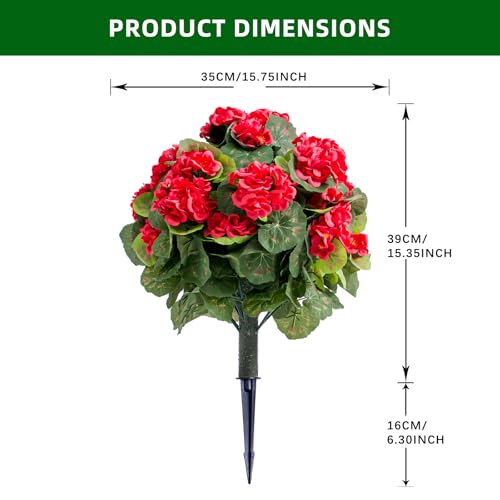 Product: 21.6" Artificial Flower Ball Tree with Ground Spike, Fake Silk Topiary Trees for Home Decor Garden Patio and Indoor,2 Pack, Red Begonia