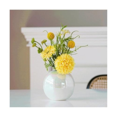 Product: SHUawan Artificial Rose Flowers with Ceramic Vase – 20cm Silk Bouquet for Home, Wedding, Party, Festival Decoration