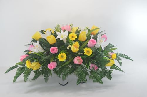 Product: Jucgghk Vivid and Realistic Floral Art Spring Cemetery Flowers, Cemetery Decoration Headstone Flower,Outdoor Grave Decorations for Gravestone Grave Yard Ground Outdoor